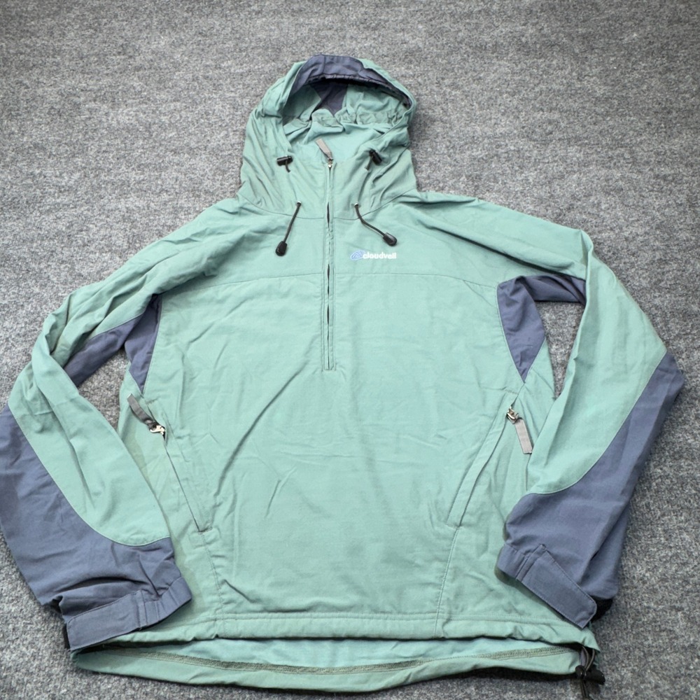 Vintage Cloudveil Jacket Mens Medium Green Softshell Anorak Pullover Hooded 90s